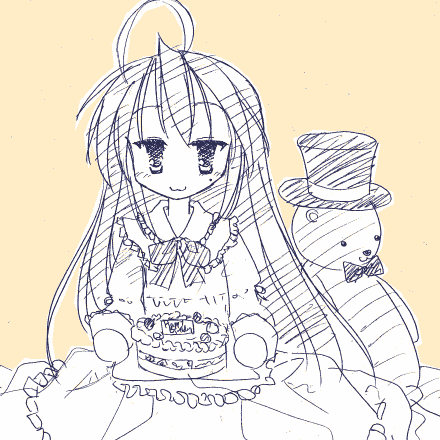 izumi konata, lucky star, lowres, tagme, 00s, monochrome, sketch