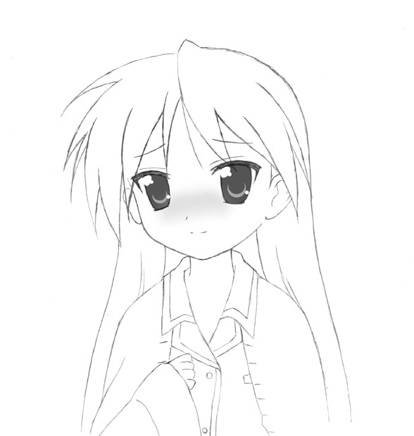 hiiragi kagami, lucky star, tagme, 00s, monochrome, sketch