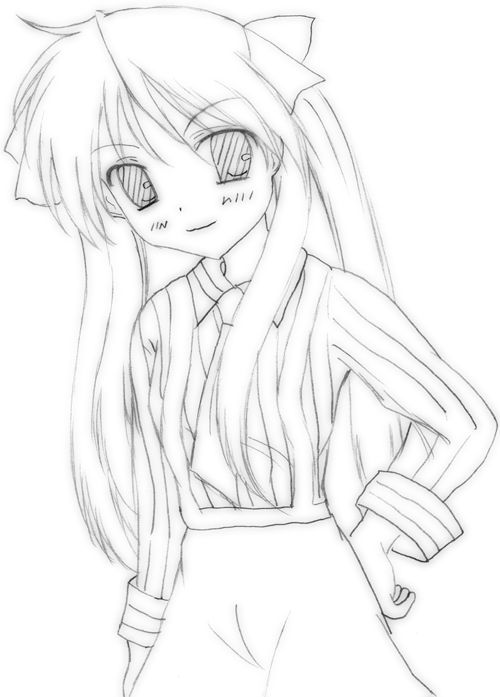 hiiragi kagami, lucky star, tagme, 00s, monochrome, sketch