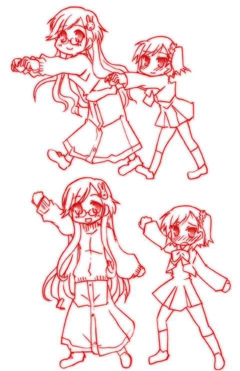 hiiragi kagami, takara miyuki, lucky star, 00s, monochrome, sketch