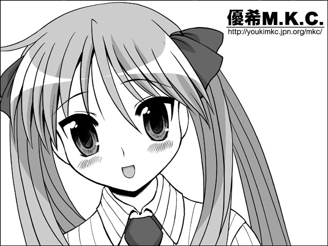 hiiragi kagami, lucky star, tagme, 00s, monochrome, sketch