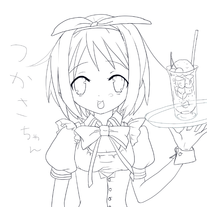 hiiragi tsukasa, lucky star, tagme, 00s, monochrome, sketch