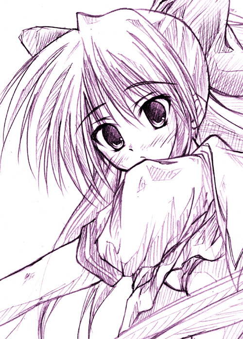hiiragi kagami, lucky star, tagme, 00s, monochrome, sketch