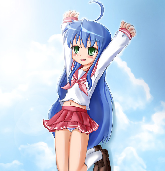 izumi konata, lucky star, tagme, 00s, panties, school uniform, serafuku, underwear