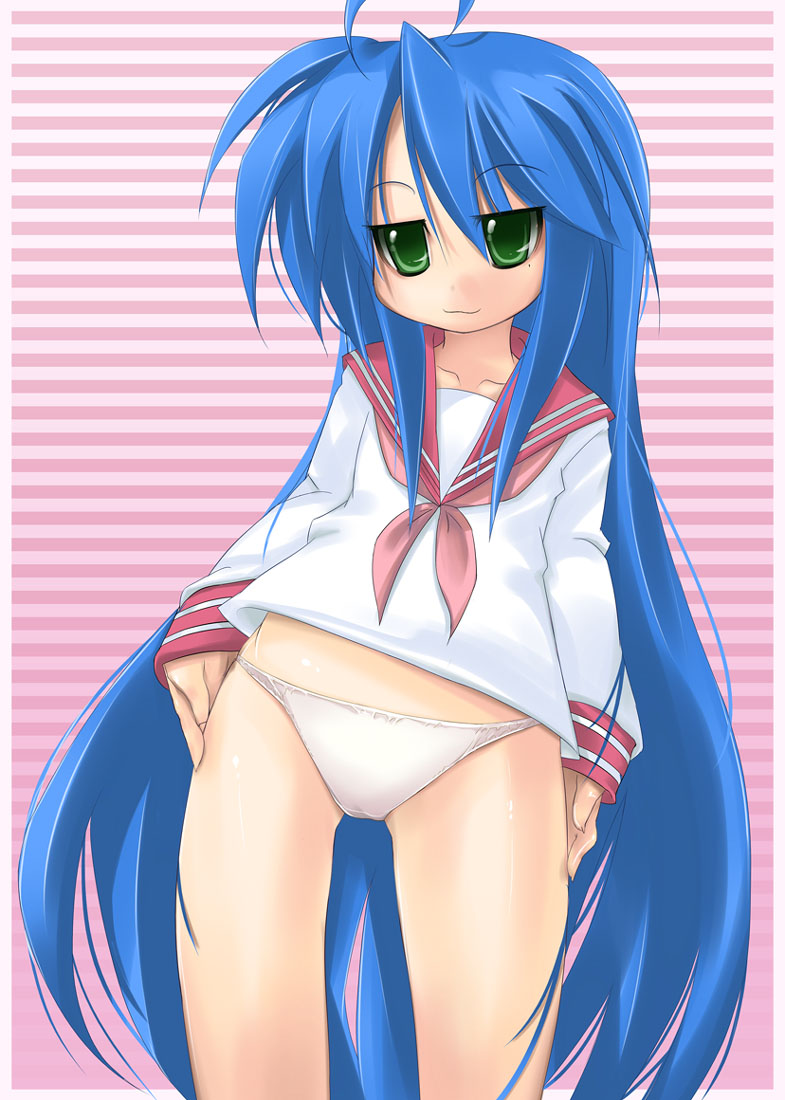 izumi konata, lucky star, tagme, 00s, panties, school uniform, serafuku, underwear