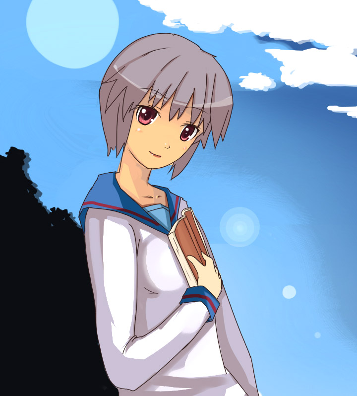 nagato yuki, suzumiya haruhi no yuuutsu, tagme, 00s, school uniform, serafuku