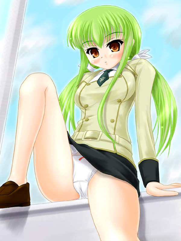 katsuragi niya, c.c., code geass, 00s, miniskirt, panties, skirt, solo, underwear