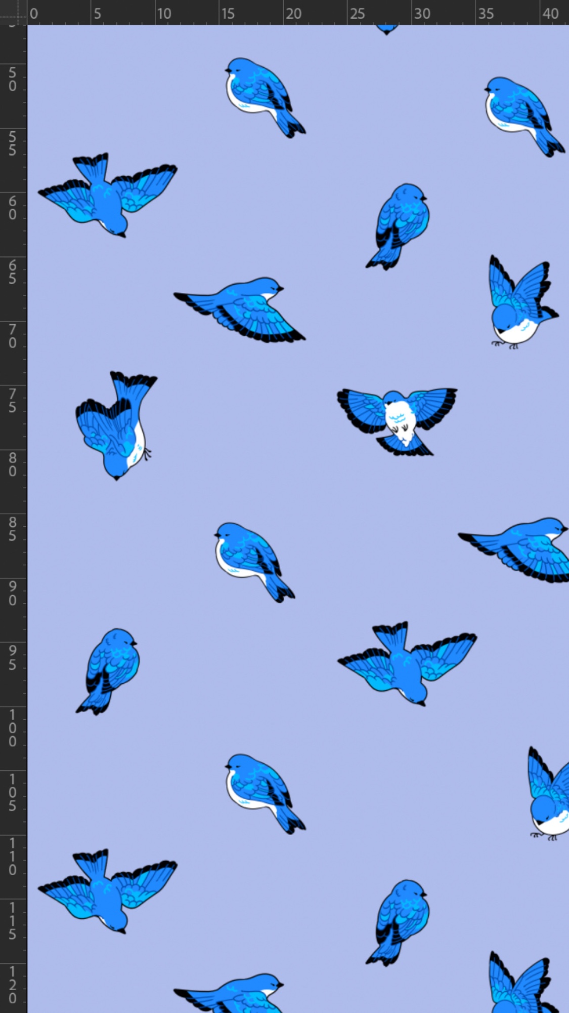 meyoco, original, alt text, commentary, english commentary, highres, analogous colors, animal, animal focus, art program in frame, bird, black eyes, blue bird, blue feathers, blue theme, bluebird, closed eyes, cool colored, feathered wings, feathers, flying, from behind, landing, no humans, profile, purple background, sitting, wings