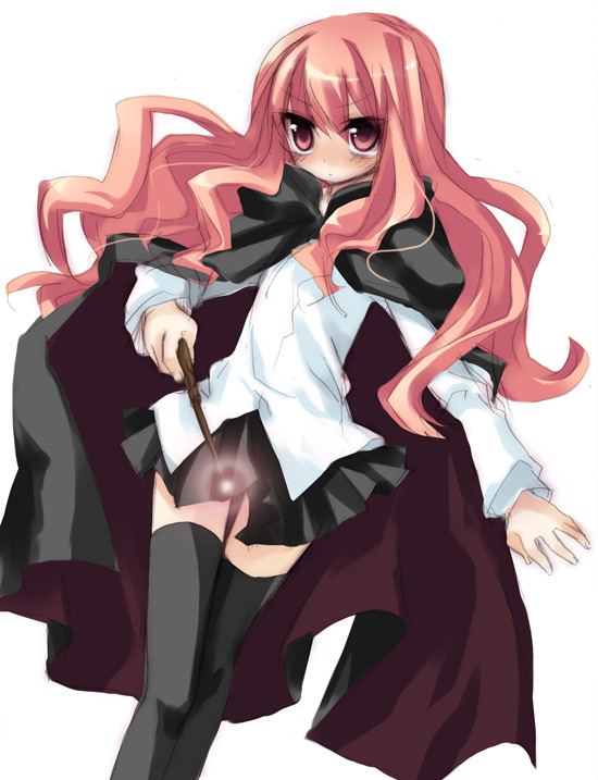 sazaki ichiri, louise francoise le blanc de la valliere, zero no tsukaima, 00s, cape, school uniform, serafuku, solo, thighhighs, zettai ryouiki