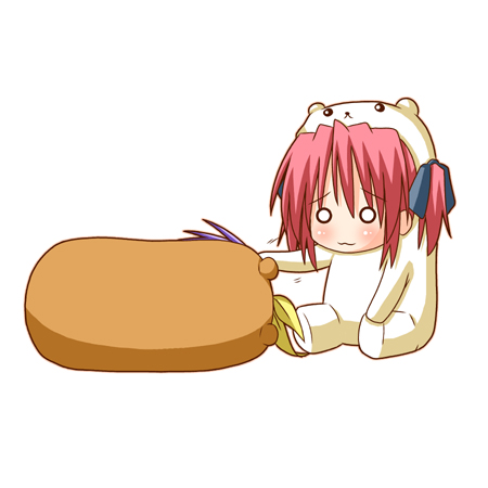 minami (colorful palette), bear tsukasa, bear yutaka, capybara-san, hiiragi tsukasa, kobayakawa yutaka, lucky star, lowres, 00s, 2girls, :3, animal costume, back, bear costume, chibi, lying, multiple girls, o o, on side, red hair, simple background, sitting