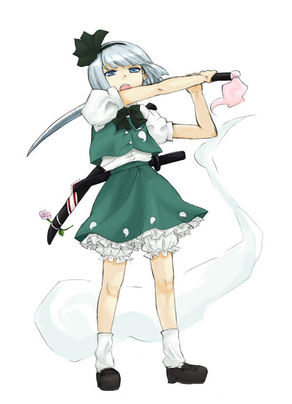 shikai (iesiki 56), konpaku youmu, konpaku youmu (ghost), touhou, 1girl, female focus, hitodama, katana, shikai, solo, sword, weapon