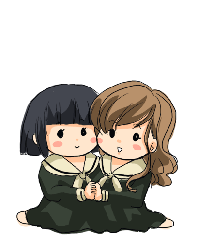 sinko (sinsin), nijou noriko, toudou shimako, maria-sama ga miteru, animated, animated gif, lowres, 00s, 2girls, chibi, multiple girls, school uniform, serafuku, simple background, white background