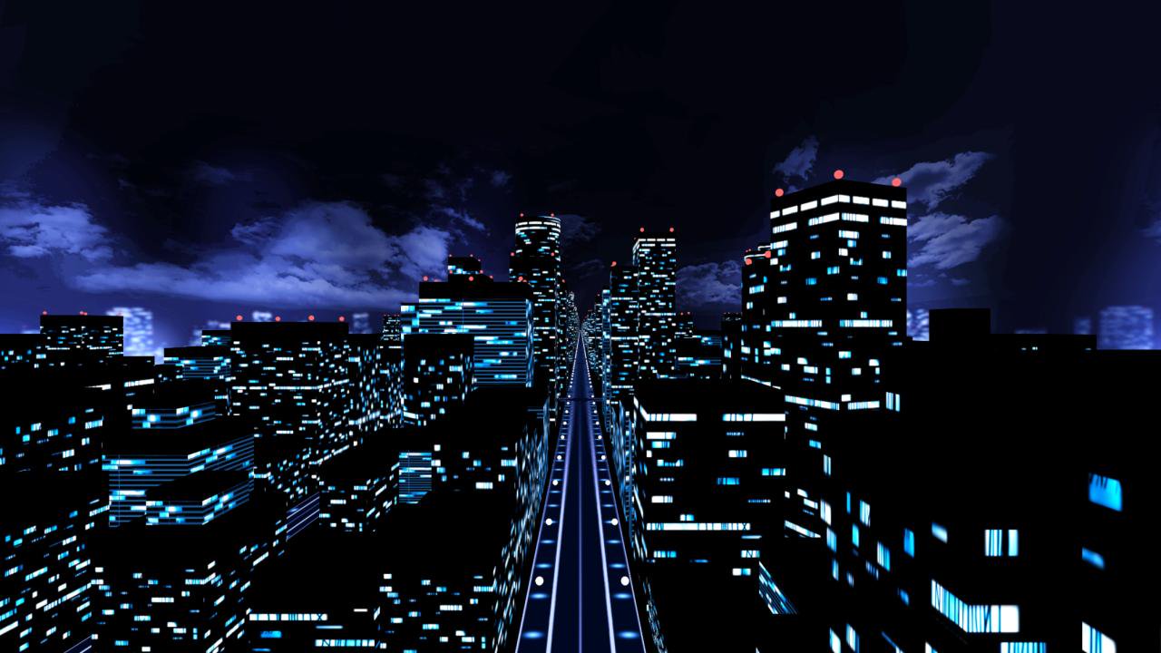 joyfull (terrace), touhou, urban legend in limbo, building, city, city lights, cityscape, cloud, cloudy sky, dark, moon, muisiki rekuiemu, night, night sky, no humans, outdoors, scenery, sky, skyscraper