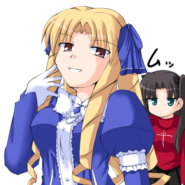jun (aoerm), luviagelita edelfelt, tohsaka rin, fate/hollow ataraxia, fate/stay night, fate (series), 00s, blonde hair, drill hair