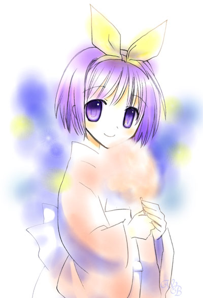 shima yukiwa, hiiragi tsukasa, lucky star, tagme, 00s, 1girl, female focus, japanese clothes, kimono, looking at viewer, solo, standing