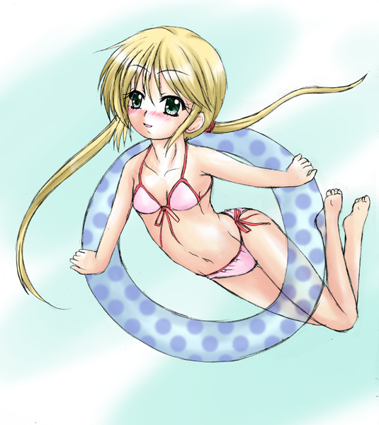 yo-jin, hayate no gotoku!, tagme, 00s, 1girl, bikini, breasts, female focus, full body, innertube, navel, solo, swim ring, swimsuit