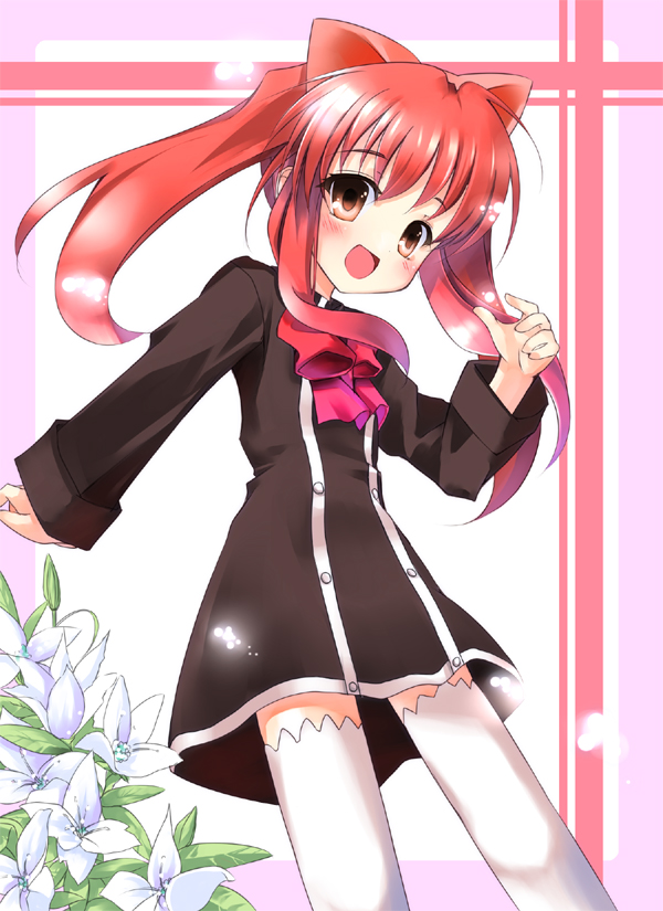 sho (runatic moon), white legwear, tagme, animal ears, cat ears, flower, thighhighs