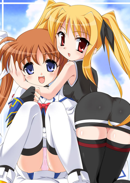 flipper, fate testarossa, takamachi nanoha, lyrical nanoha, mahou shoujo lyrical nanoha, 00s, miniskirt, panties, pantyshot, thighhighs, underwear, zettai ryouiki