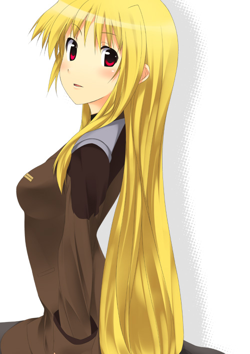 mizuki makoto, fate testarossa, lyrical nanoha, mahou shoujo lyrical nanoha, mahou shoujo lyrical nanoha strikers, 00s, 1girl, black pantyhose, blonde hair, female focus, long hair, low-tied long hair, pantyhose, solo, very long hair