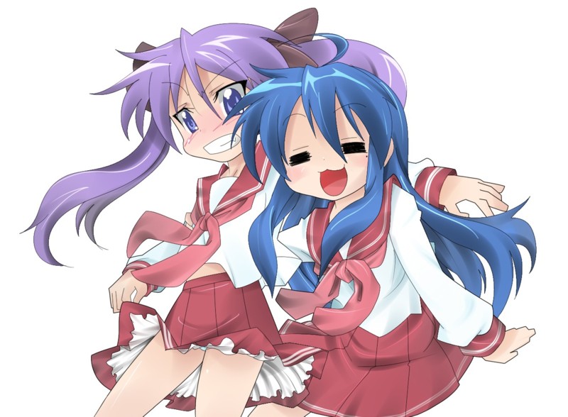 hiiragi kagami, izumi konata, lucky star, tagme, 00s, school uniform, serafuku