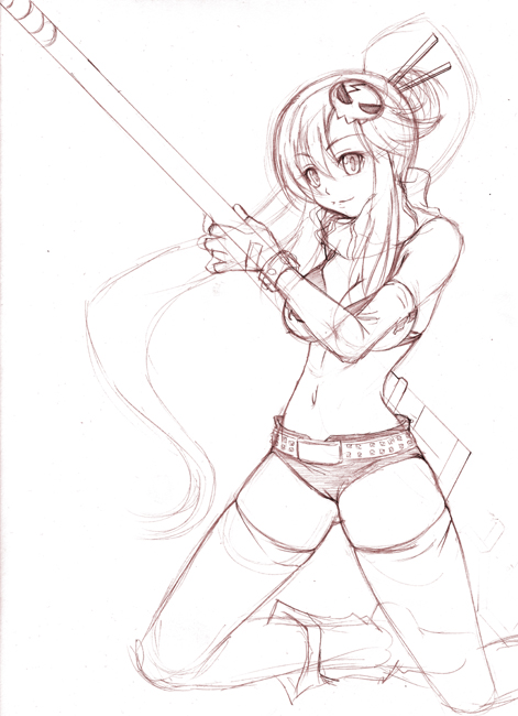 yoko littner, tengen toppa gurren lagann, tagme, 00s, monochrome, sketch