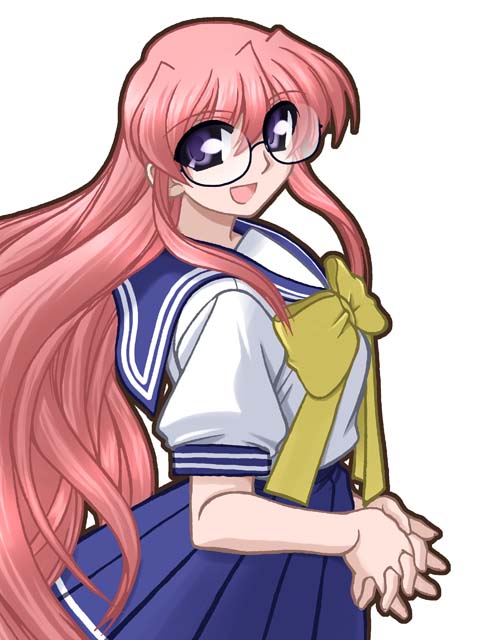 ooba kou, takara miyuki, lucky star, tagme, 00s, 1girl, female focus, glasses, school uniform, serafuku, solo