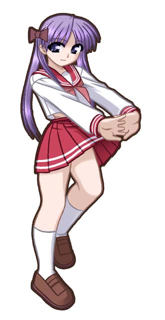 ooba kou, hiiragi kagami, lucky star, tagme, 00s, 1girl, female focus, school uniform, serafuku, simple background, solo