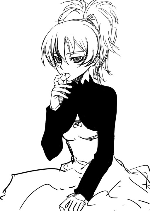 satou atsuki, yin (darker than black), darker than black, tagme, 00s, greyscale, monochrome, sketch, solo