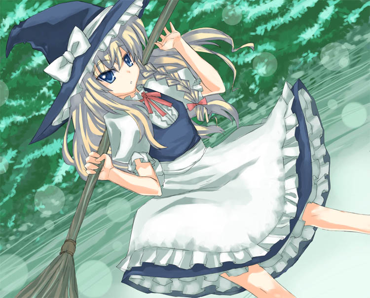 regu (reg95), kirisame marisa, touhou, 1girl, blonde hair, broom, female focus, hat, solo, witch, witch hat