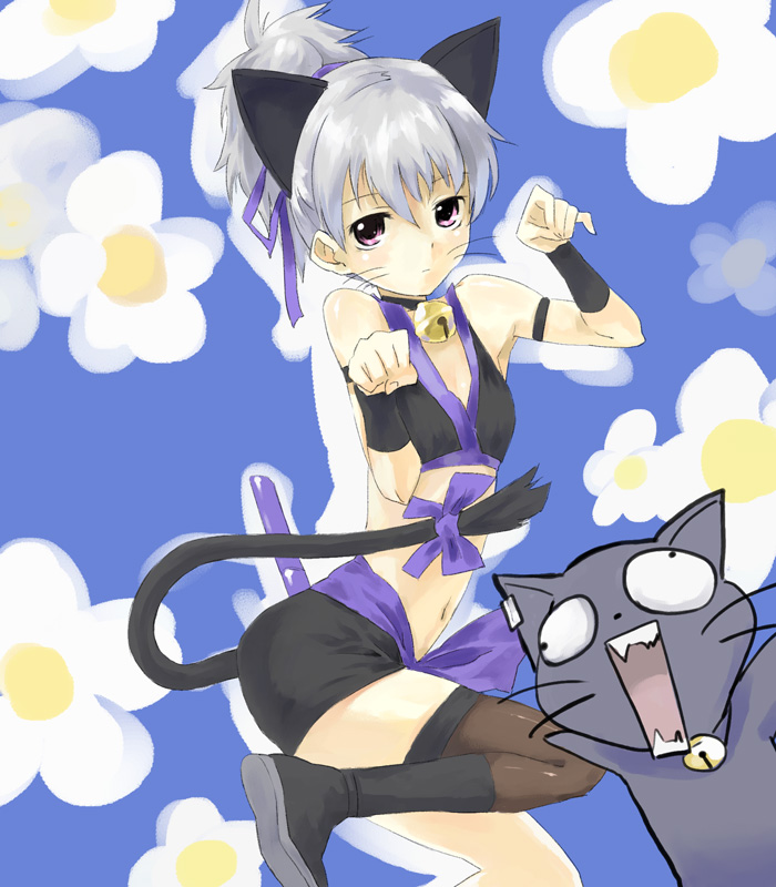 u (the unko), mao (darker than black), yin (darker than black), darker than black, duplicate, 00s, animal ears, black cat, cat, cat ears, cat tail, tail
