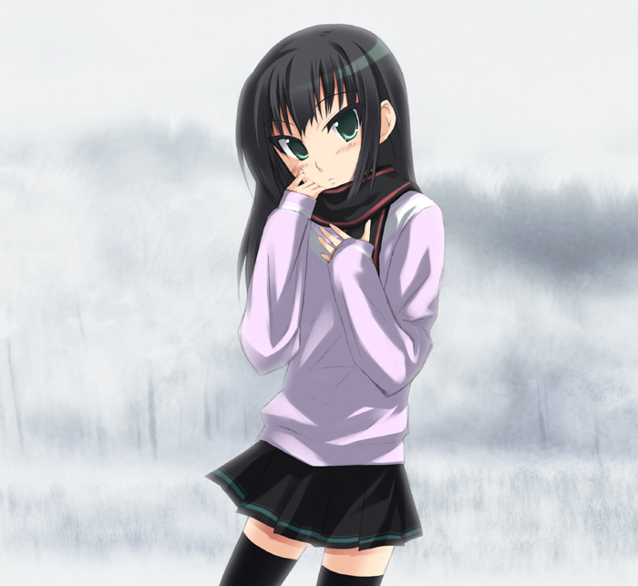 kuropenguin, original, tagme, scarf, solo, thighhighs, zettai ryouiki