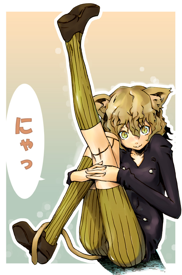 kosame daizu, yukari (konekonekozou), neferpitou, hunter x hunter, 1girl, androgynous, animal ears, cat ears, cat tail, female focus, other focus, solo, tail