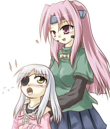cinque (nanoha), numbers (nanoha), sette (nanoha), lyrical nanoha, mahou shoujo lyrical nanoha, mahou shoujo lyrical nanoha strikers, lowres, 00s, 2girls, eyepatch, multiple girls