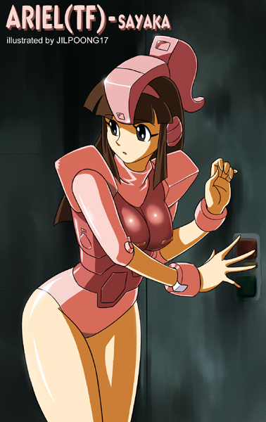 jilpoong17, ariel, yumi sayaka, mazinger (series), mazinger z, transformers, transformers: generation 1, 1girl, armor, brown hair, cosplay, female focus, leotard, mecha, red armor, robot, solo, wrist cuffs