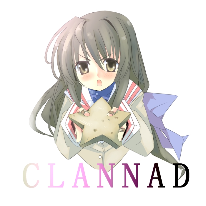 kanikama, ibuki fuuko, clannad, 00s, 1girl, copyright name, dozo, female focus, long hair, low-tied long hair, solo, starfish