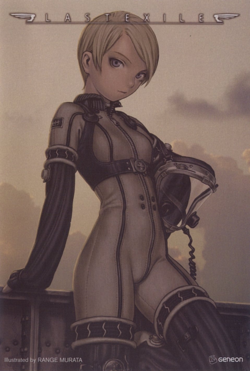 tatiana wisla, last exile, pilot suit, highres, official art, tagme, 00s, blonde hair, blue eyes, flight helmet