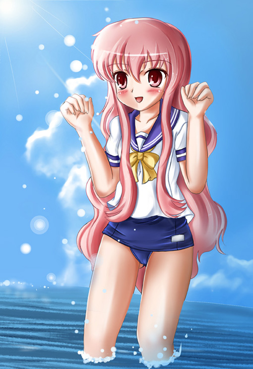 louise francoise le blanc de la valliere, zero no tsukaima, artist request, 00s, school uniform, serafuku, swimsuit, swimsuit under clothes