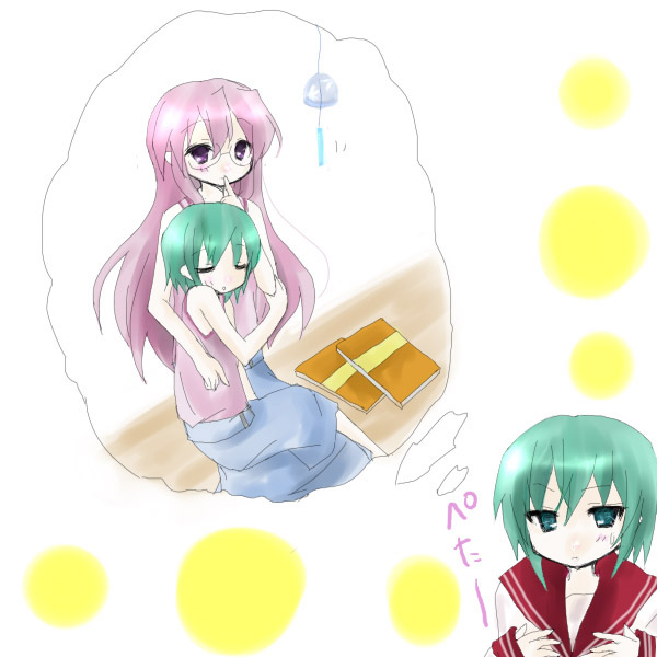 iwasaki minami, takara miyuki, lucky star, 00s, glasses, school uniform, serafuku