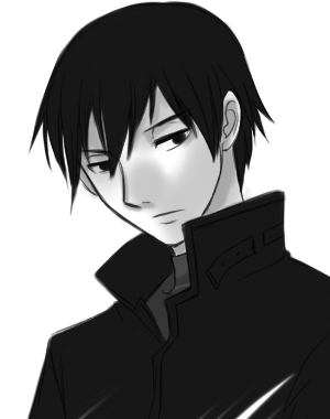 orenji na usagi, hei (darker than black), darker than black, lowres, tagme, 00s, 1boy, coat, monochrome, simple background, sketch, solo, white background