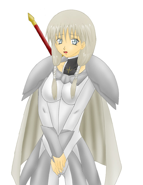 cynthia (claymore), claymore (series), tagme, 00s, 1girl, female focus, simple background, solo, twintails