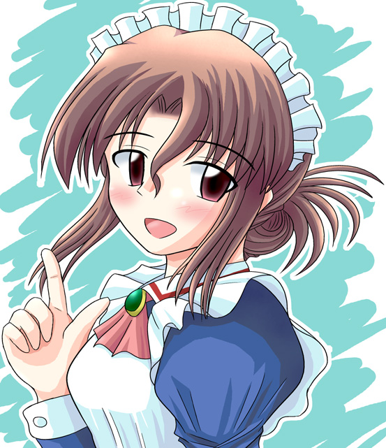 maria (hayate no gotoku!), hayate no gotoku!, 00s, blush, brown hair, maid, open mouth, red eyes
