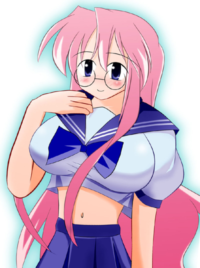 takara miyuki, lucky star, tagme, 00s, glasses, school uniform, serafuku