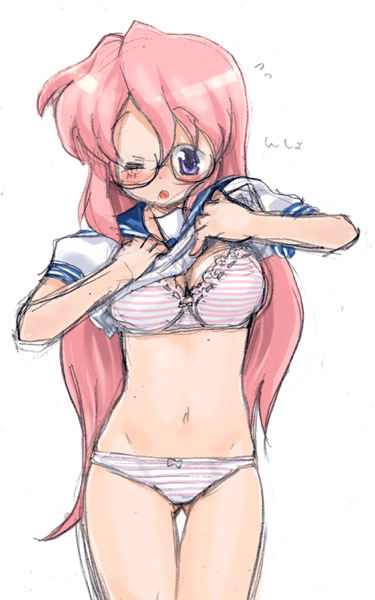 takara miyuki, lucky star, tagme, 00s, panties, school uniform, serafuku, underwear