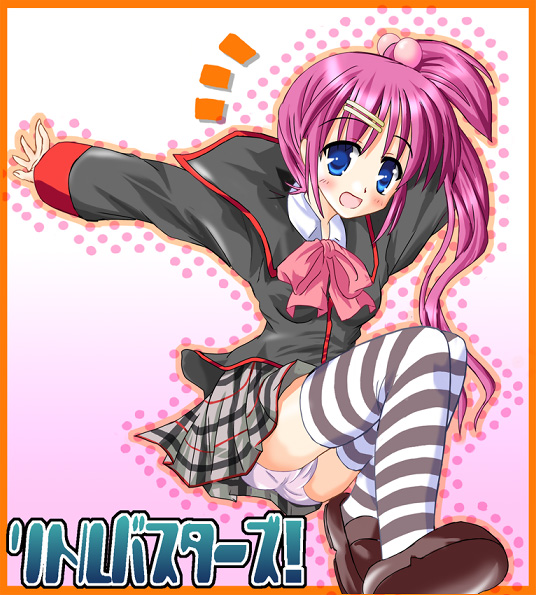hiiragi tomoka, saigusa haruka, little busters!, striped legwear, tagme, panties, thighhighs, underwear