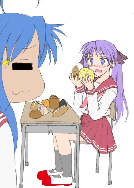 hiiragi kagami, izumi konata, kyoto animation, lucky star, artist request, tagme, 00s, 2girls, multiple girls, school uniform, serafuku