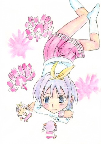 hiiragi tsukasa, kyoto animation, lucky star, lowres, tagme, 00s, school uniform, serafuku