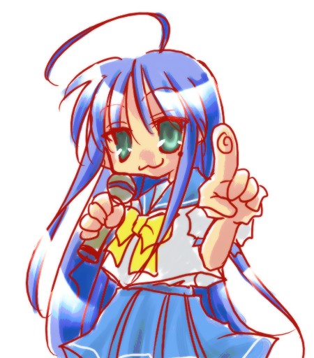 izumi konata, kyoto animation, lucky star, artist request, tagme, 00s, 1girl, female focus, school uniform, serafuku, solo