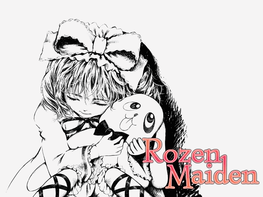 rozen maiden, tagme, 00s, 1girl, female focus, monochrome, simple background, sketch, solo