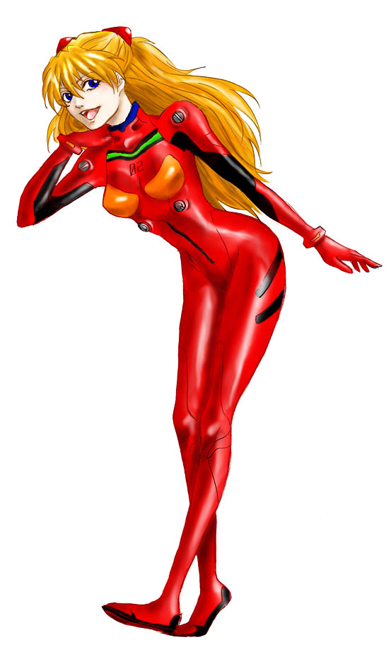 souryuu asuka langley, neon genesis evangelion, tagme, 1girl, bodysuit, full body, mecha pilot suit, plugsuit (evangelion), red bodysuit, wide hips