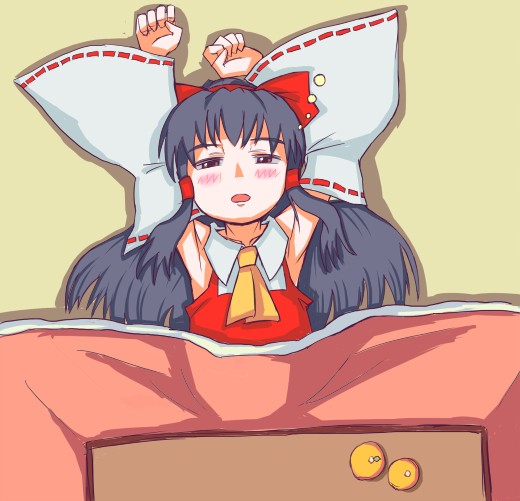 hakurei reimu, touhou, tagme, 1girl, female focus, plant, solo, upper body